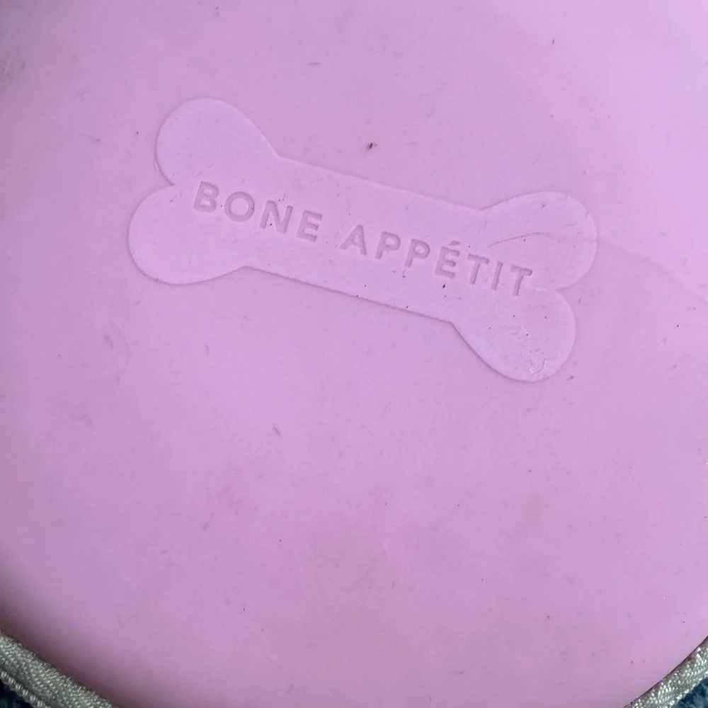 Pink Portable Dog Bowl with Bone Clip